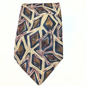 Ferrell Reed Silk Tie Geometric Diamond Abstract Italy Hand Made Gorpcore Indie